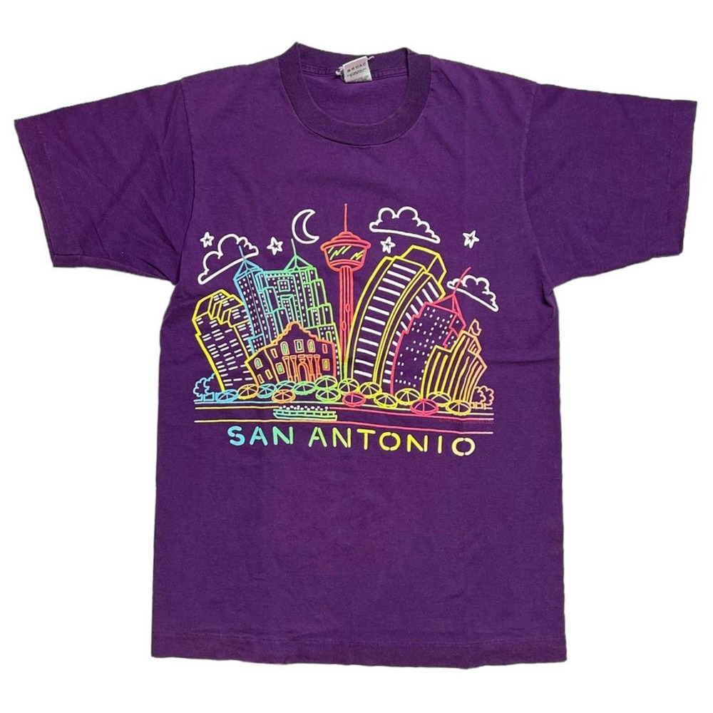 Vintage 90s San Antonio Destination‎ Purple Graphic Tee T-shirt Medium